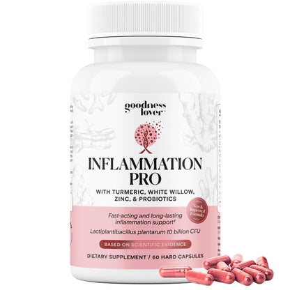Goodness Lover Inflammation Pro, with 10 Billion CFU for Digestive Support, Curcumin, White Willow bark Extract, Zero fillers, Vegan, 30 Servings - Maple Wellness Supplements