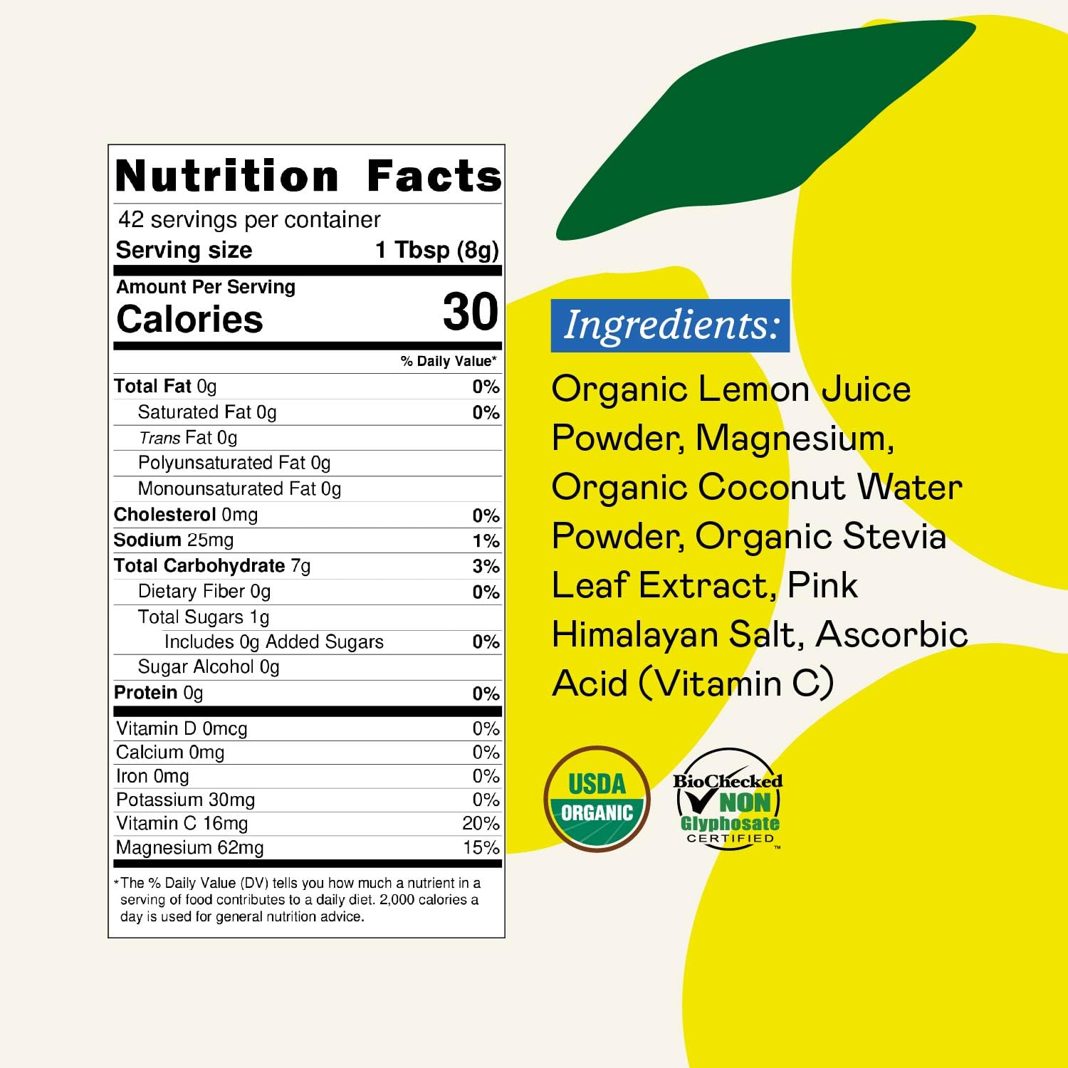GOODONYA Organic Hydration Electrolyte Drink Mix, Certified Organic Hydration Powder, Non-GMO, Biochecked Glyphosate Free, Low Sugar, Lemonade Flavor, - Maple Wellness Supplements