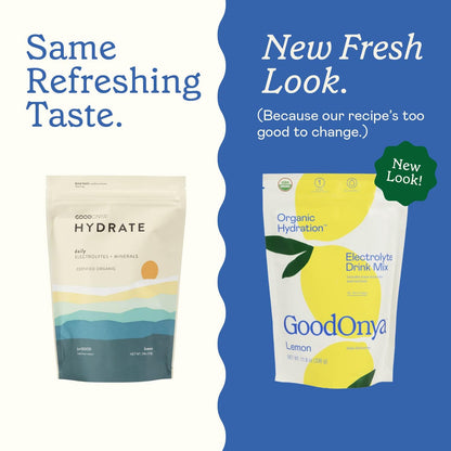 GOODONYA Organic Hydration Electrolyte Drink Mix, Certified Organic Hydration Powder, Non-GMO, Biochecked Glyphosate Free, Low Sugar, Lemonade Flavor, - Maple Wellness Supplements