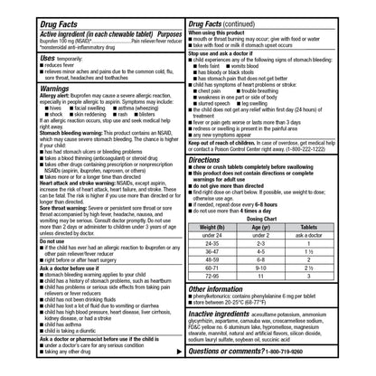 GoodSense Children's Ibuprofen Chewable Tablets, 100 mg, 24 Count, Pain Reliever and Fever Reducer (NSAID), Temporarily Reduces Fever and Relieves Minor Aches and Pain - Maple Wellness Supplements