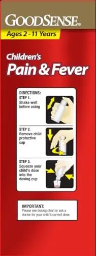 GoodSense Children's Pain and Fever Oral Suspension Liquid, Acetaminophen 160 mg per 5 mL, Bubble Gum Flavor - Maple Wellness Supplements