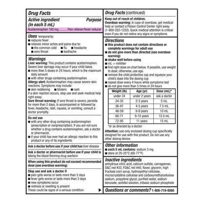 GoodSense Children's Pain and Fever Oral Suspension Liquid, Acetaminophen 160 mg per 5 mL, Bubble Gum Flavor - Maple Wellness Supplements