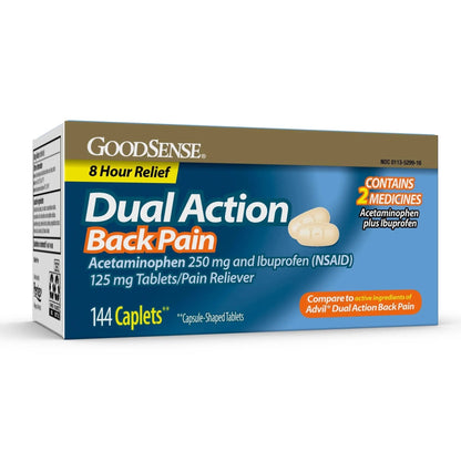 GoodSense Dual Action Acetaminophen and Ibuprofen (NSAID) Tablets, 250 mg/125 mg, Back Pain, 144 Count - Maple Wellness Supplements