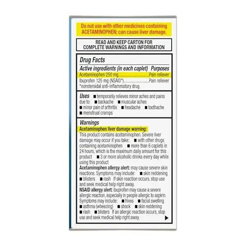 GoodSense Dual Action Acetaminophen and Ibuprofen (NSAID) Tablets, 250 mg/125 mg, Back Pain, 18 Count - Maple Wellness Supplements