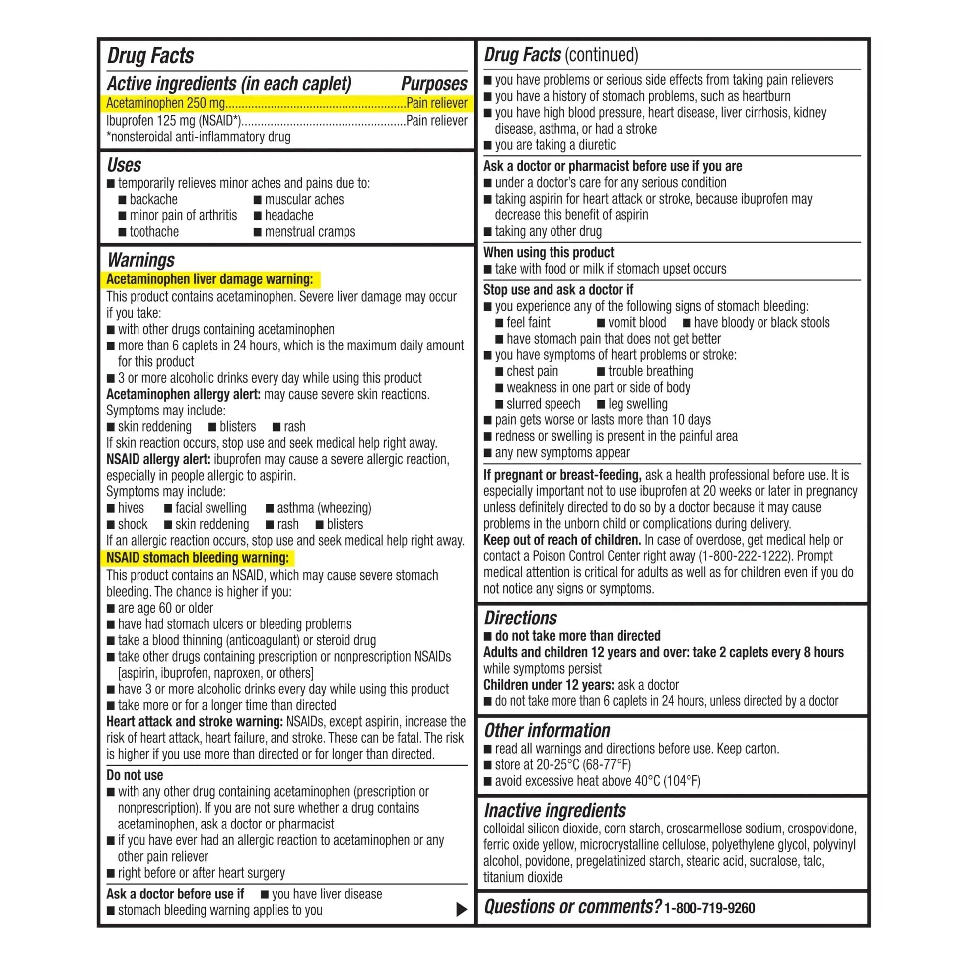 GoodSense Dual Action Acetaminophen and Ibuprofen (NSAID) Tablets, 250 mg/125 mg, Back Pain, 36 Count - Maple Wellness Supplements