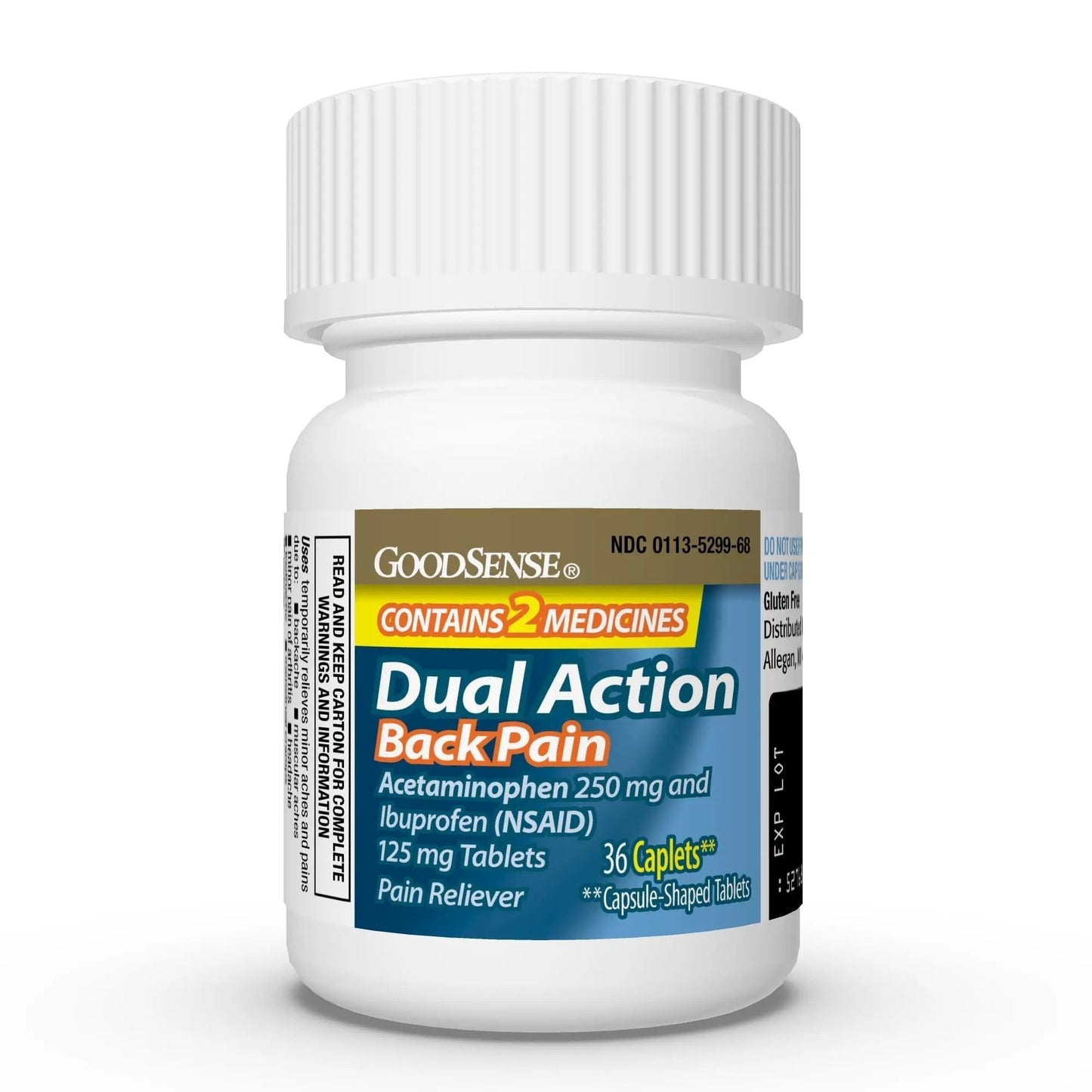 GoodSense Dual Action Acetaminophen and Ibuprofen (NSAID) Tablets, 250 mg/125 mg, Back Pain, 36 Count - Maple Wellness Supplements
