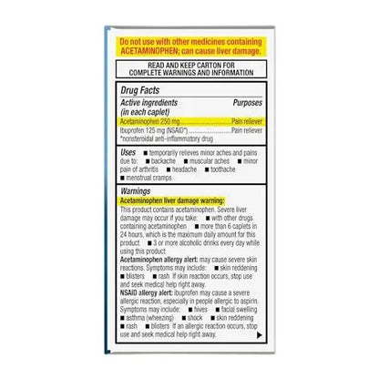 GoodSense Dual Action Acetaminophen and Ibuprofen (NSAID) Tablets, 250 mg/125 mg, Back Pain, 72 Count - Maple Wellness Supplements