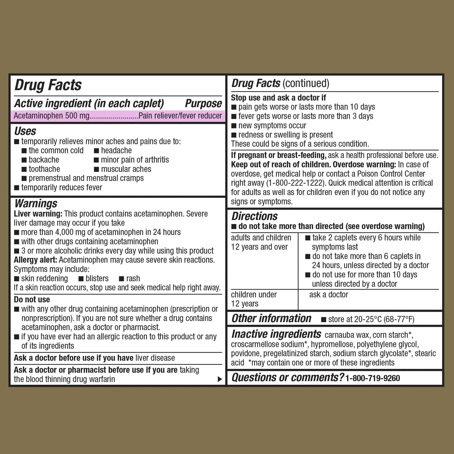 GoodSense Extra Strength Acetaminophen Caplets 500 mg, Pain Reliever and Fever Reducer, Easy Open Cap, 100 Count - Maple Wellness Supplements