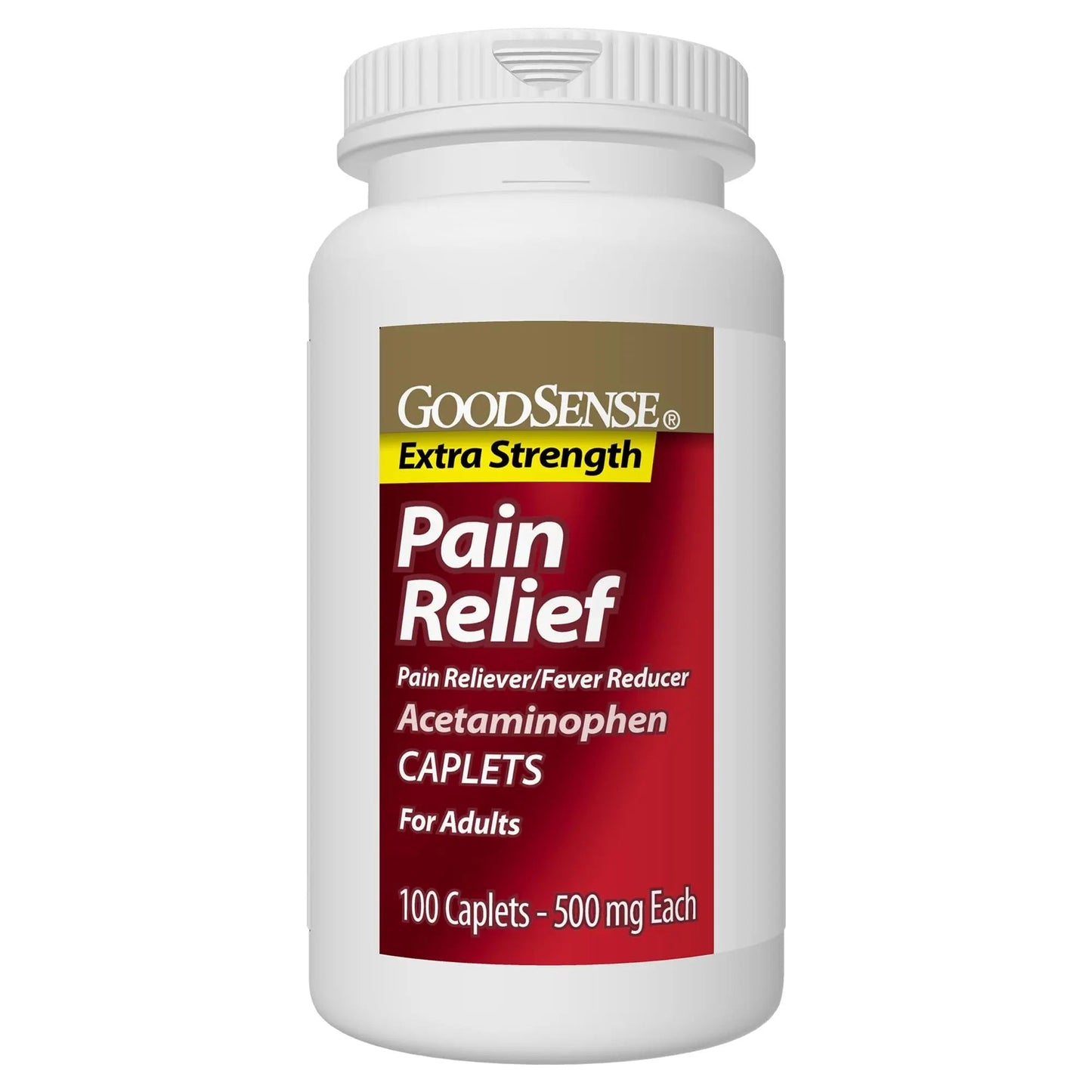 GoodSense Extra Strength Pain Relief - Acetaminophen Caplets 500 mg - Headache, Muscle Ache, Arthritis Relief, 100 Count - Maple Wellness Supplements