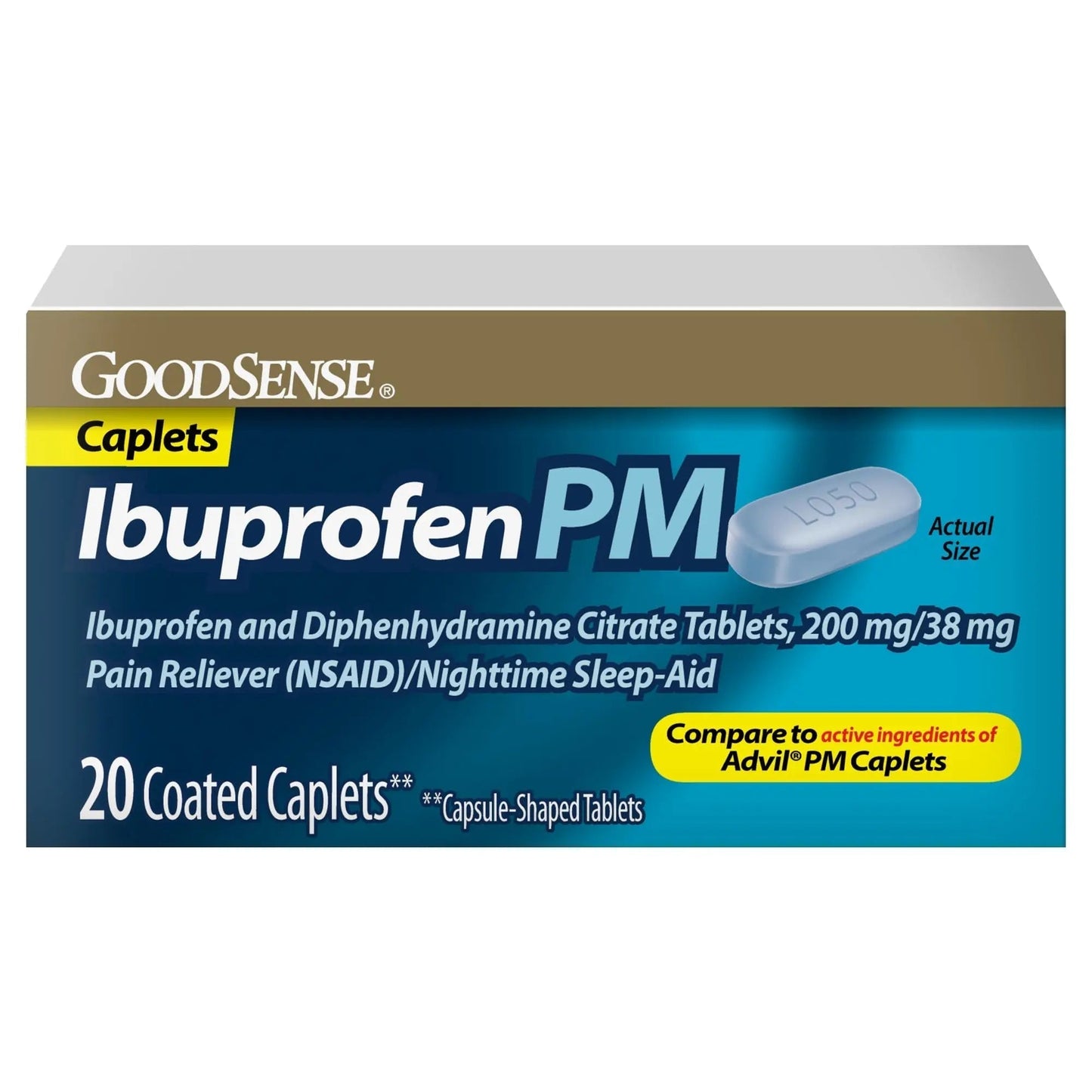 GoodSense Ibuprofen PM, Ibuprofen 200 mg and Diphenhydramine Citrate 38 mg Tablets, Pain Reliever and Nighttime Sleep-Aid - Maple Wellness Supplements