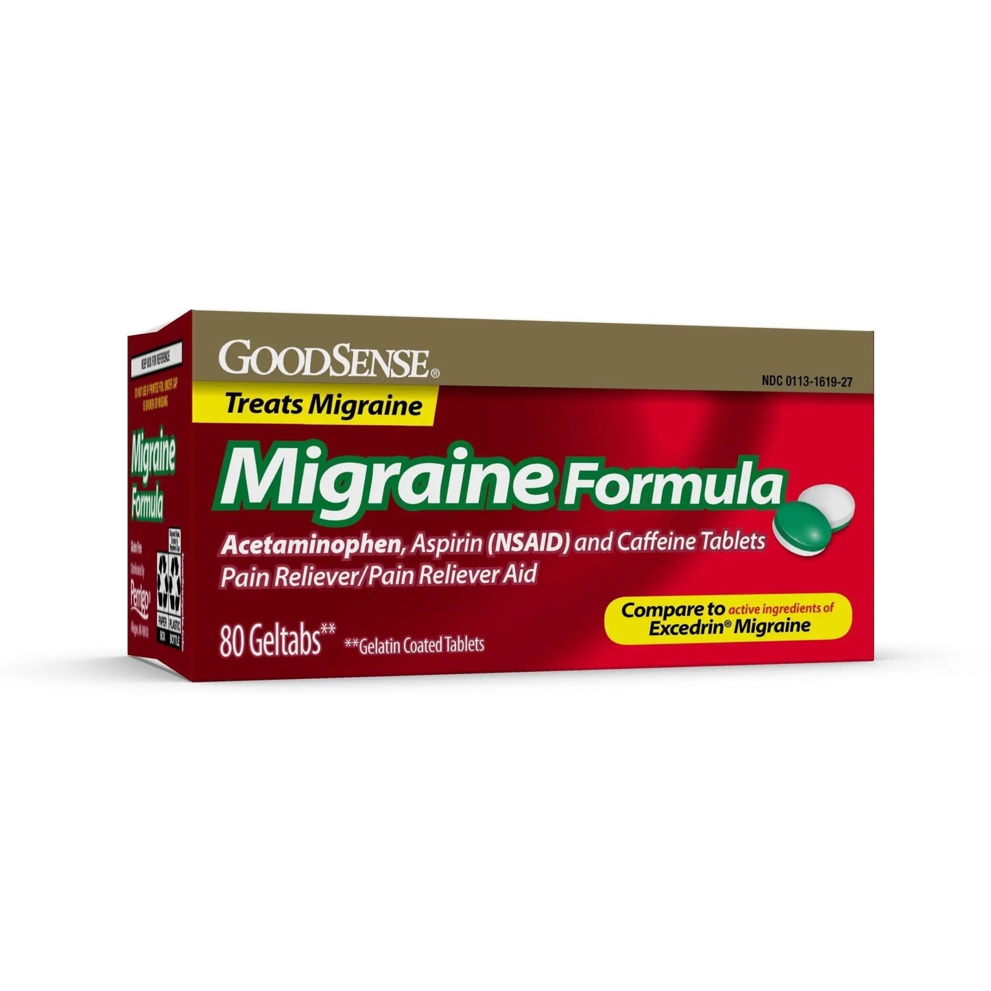 GoodSense Migraine Relief Geltabs, Acetaminophen, Aspirin (NSAID) and Caffeine, 80 Count - Maple Wellness Supplements
