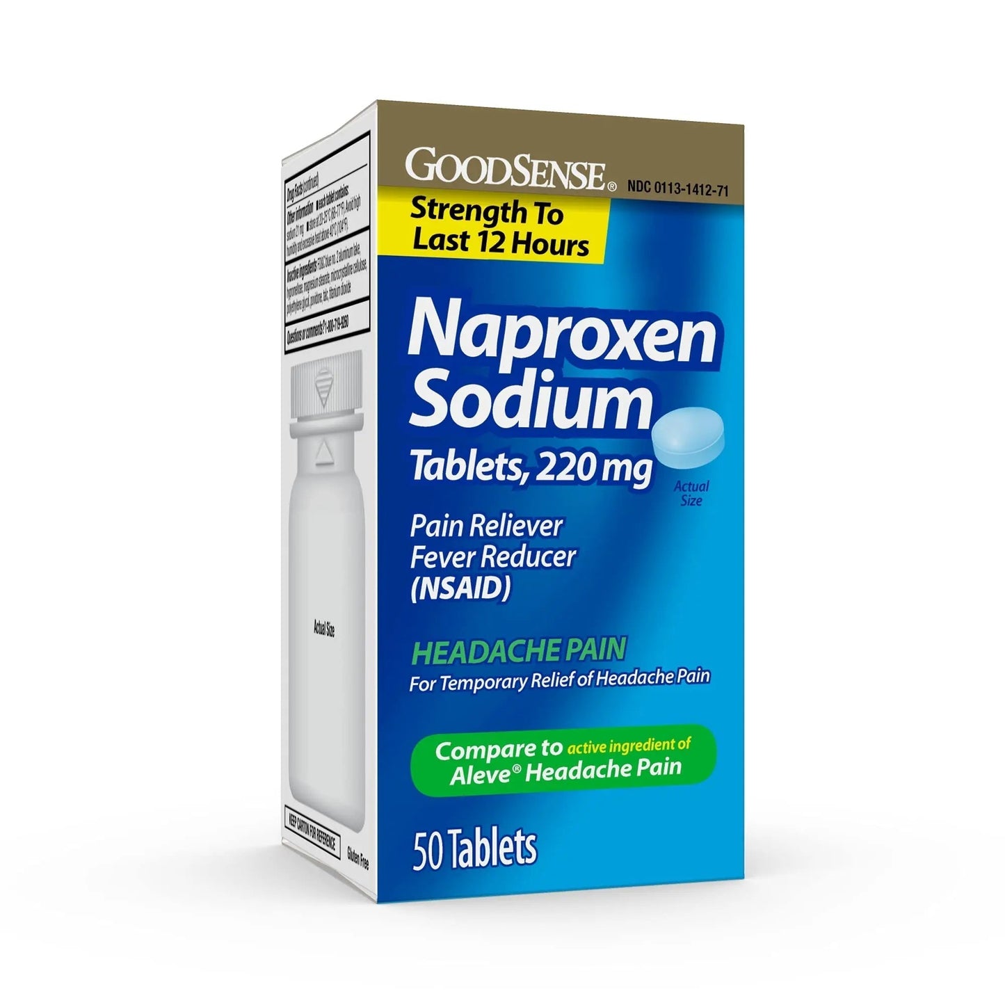 GoodSense Naproxen Sodium Tablets 220 Mg, Headache Pain, Blue, 50 Count - Maple Wellness Supplements