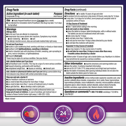 GoodSense Omeprazole Delayed Release Orally Disintegrating Tablets 20 mg, Strawberry Flavor, Dissolve Tabs, Treats Frequent Heartburn, Acid Reducer, Heartburn Medicine, 42 Tablets - Maple Wellness Supplements