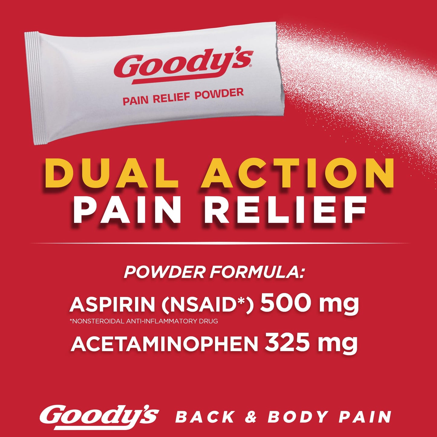 Goody's Body Ache & Back Pain Relief Powder, Dual Action with Acetaminophen & Aspirin, Caffeine-Free, 6 Count, Pack of 12 - Maple Wellness Supplements