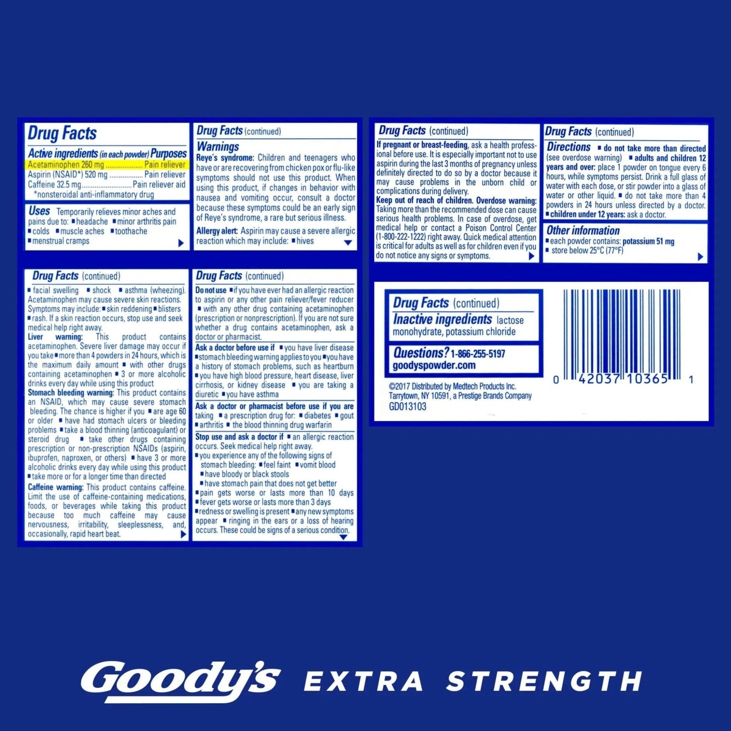 Goody's Extra Strength Headache Powders 50 ea (Pack of 6) - Maple Wellness Supplements
