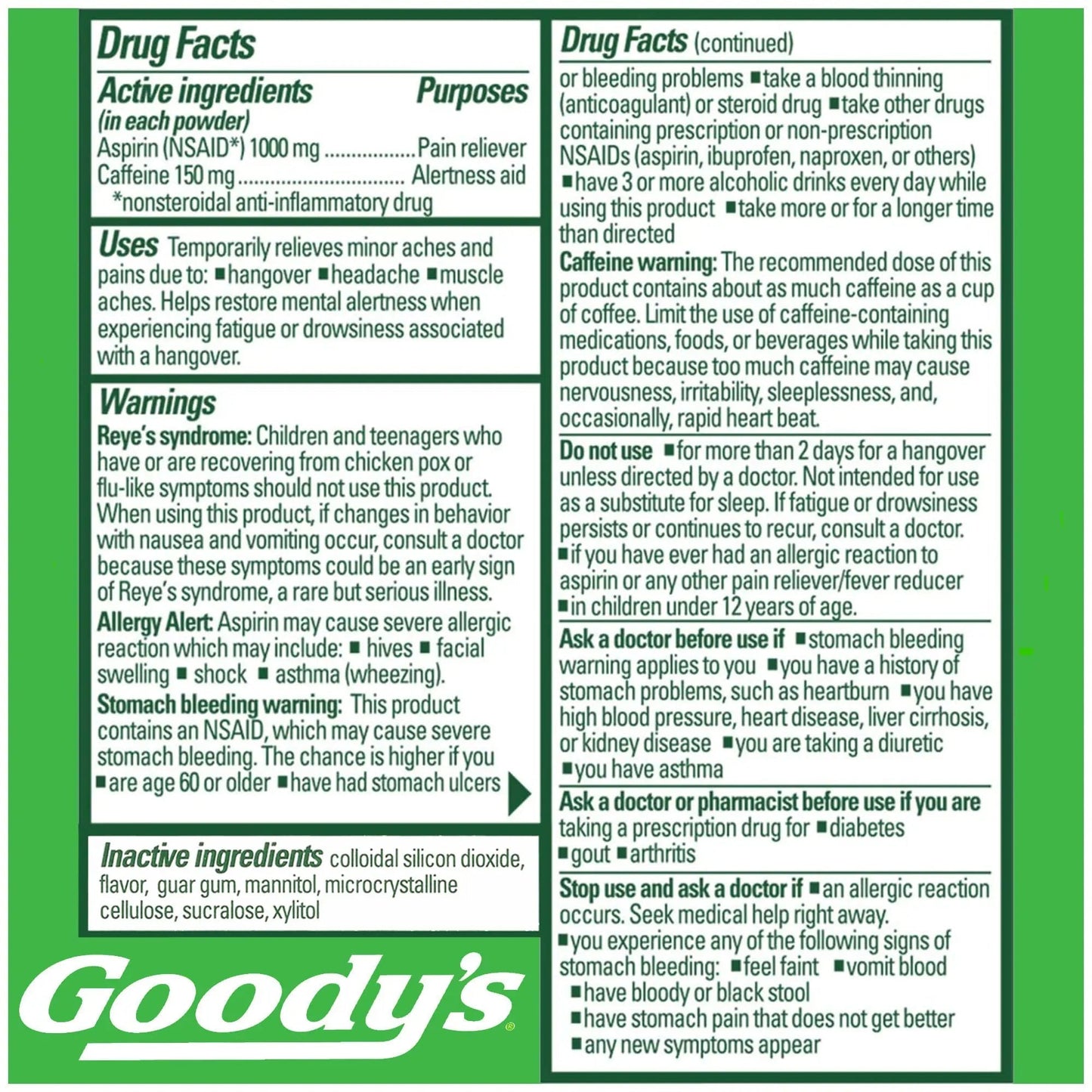 Goody's Hangover Powders, Fast Pain Relief & Boost of Alertness Berry Citrus, 4 ct (Pack of 1) - Maple Wellness Supplements