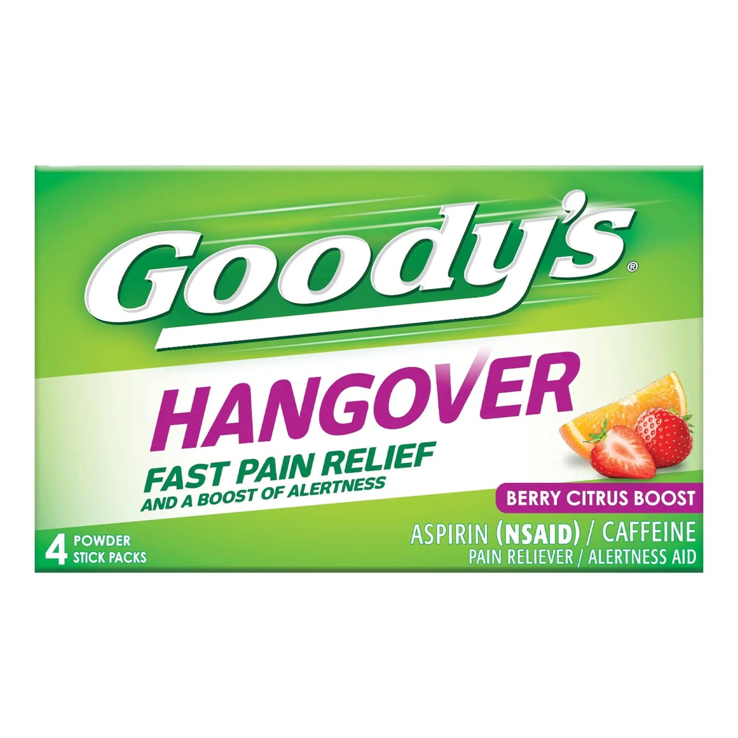 Goody's Hangover Powders, Fast Pain Relief & Boost of Alertness Berry Citrus, 4 ct (Pack of 1) - Maple Wellness Supplements