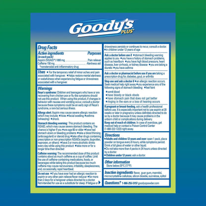 Goody’s Headache Relief Plus Mental Alertness Powder, with Aspirin and Caffeine, Strawberry Citrus Flavor, 16 Count - Maple Wellness Supplements