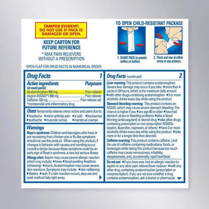 Goody’s Max Triple Action Pain Relief – Headache Relief Powder with Acetaminophen, Aspirin & Caffeine for Fast, Effective Relief of Tough Headaches, Tropical Citrus, 16 Count - Maple Wellness Supplements