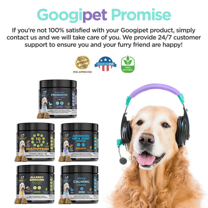 Googipet Probiotics for Dogs Digestive Health - Prebiotics and Probiotics Chews for Dog Yeast Infection Treatment + Digestive Enzymes - Dog Probiotics for Itchy Skin & Ears w/Papaya, Pumpkin, & Fiber - Maple Wellness Supplements