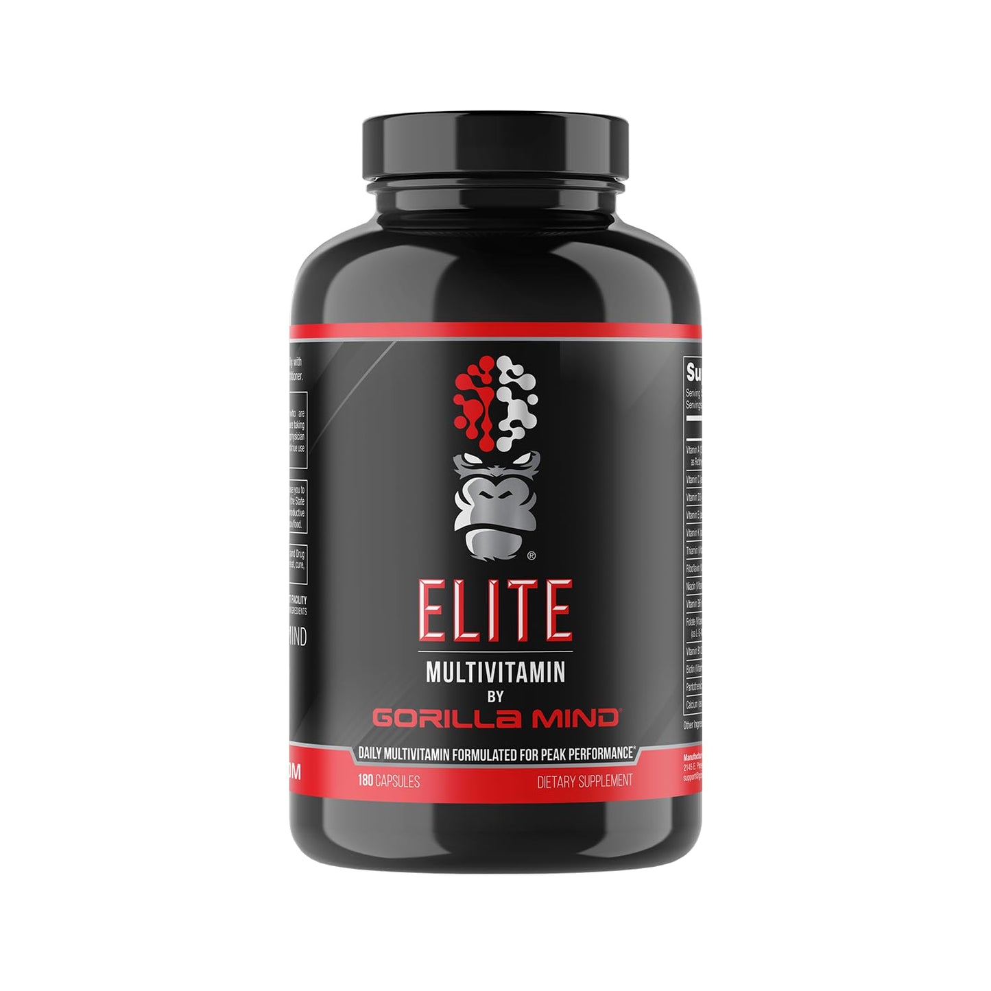 Gorilla Mind Elite Multi-Vitamin (180 Capsules) – Daily Multivitamin Formulated for Peak Performance | 27 Nutrients to Backfill Micronutrient Shortcomings - Maple Wellness Supplements