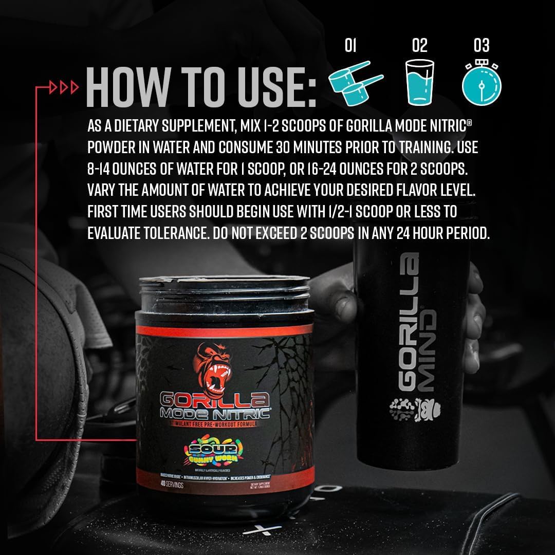 Gorilla Mode Nitric Upgraded Stimulant Free Pre-Workout – Best Tasting and Most Effective Stimulant Free Pre-Workout/Massive Pumps · Vasodilation · Power / 768 Grams (Rocket Frost) - Maple Wellness Supplements