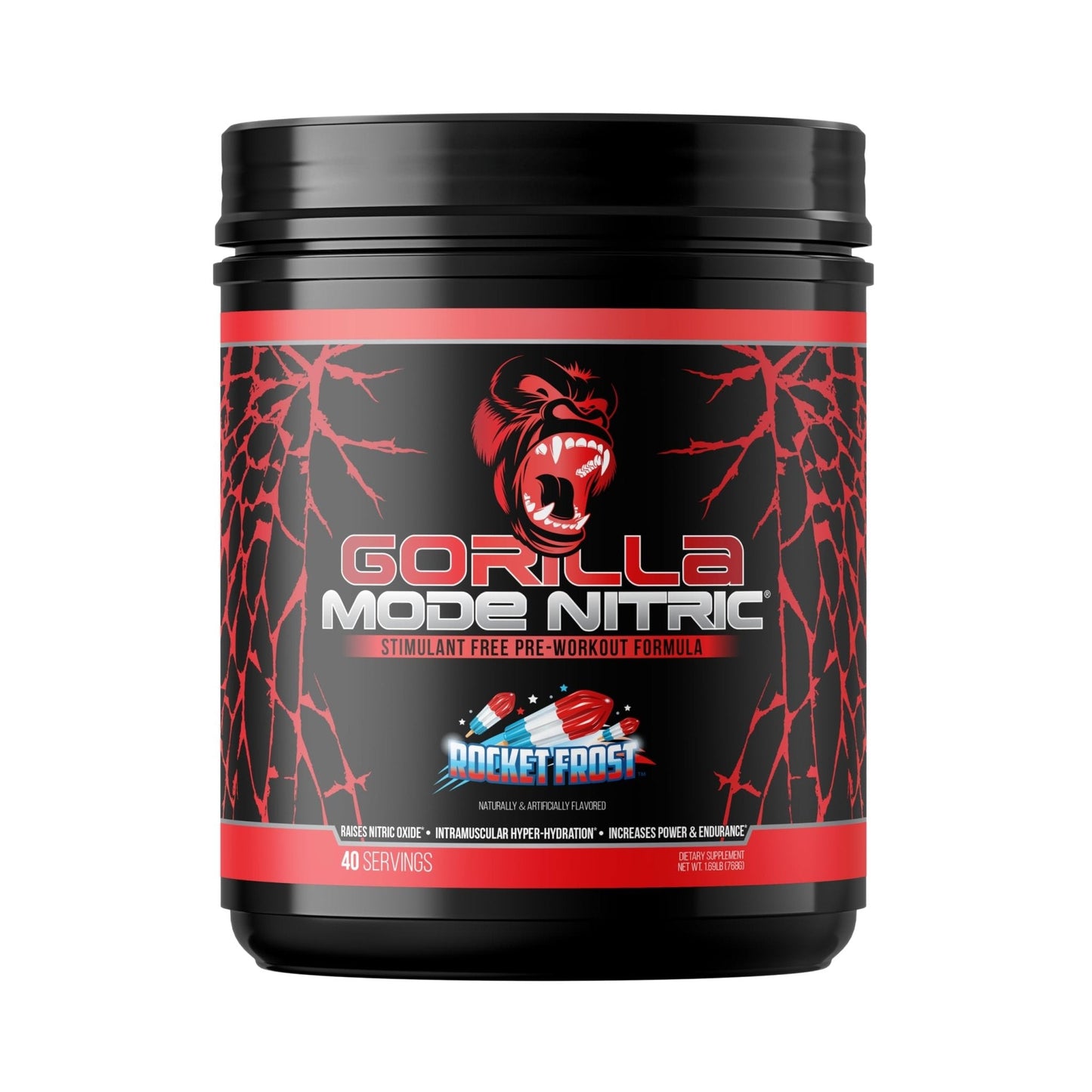 Gorilla Mode Nitric Upgraded Stimulant Free Pre-Workout – Best Tasting and Most Effective Stimulant Free Pre-Workout/Massive Pumps · Vasodilation · Power / 768 Grams (Rocket Frost) - Maple Wellness Supplements