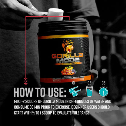 Gorilla Mode Pre Workout - Massive Pumps · Laser Focus · Energy · Power - L-Citrulline, Creatine, L-Tyrosine, Betaine, Hydroprime®, Alpha-GPC, 400mg Caffeine, Huperzine A - 792g (Rocket Frost) - Maple Wellness Supplements