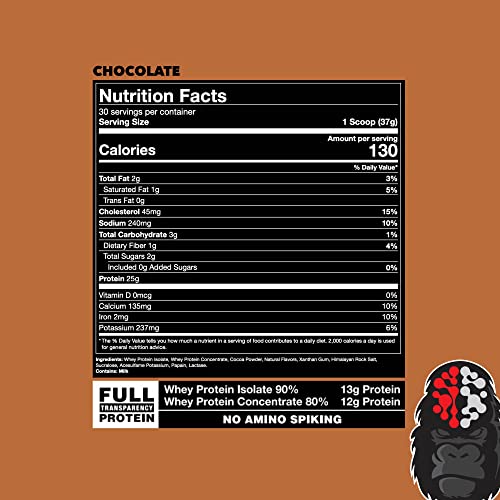 Gorilla Mode Premium Whey Protein - Chocolate / 25 Grams of Whey Protein Isolate - Maple Wellness Supplements