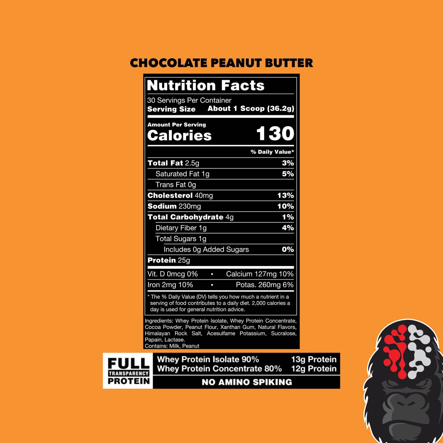 Gorilla Mode Premium Whey Protein - Chocolate Peanut Butter / 25 Grams of Whey - Maple Wellness Supplements