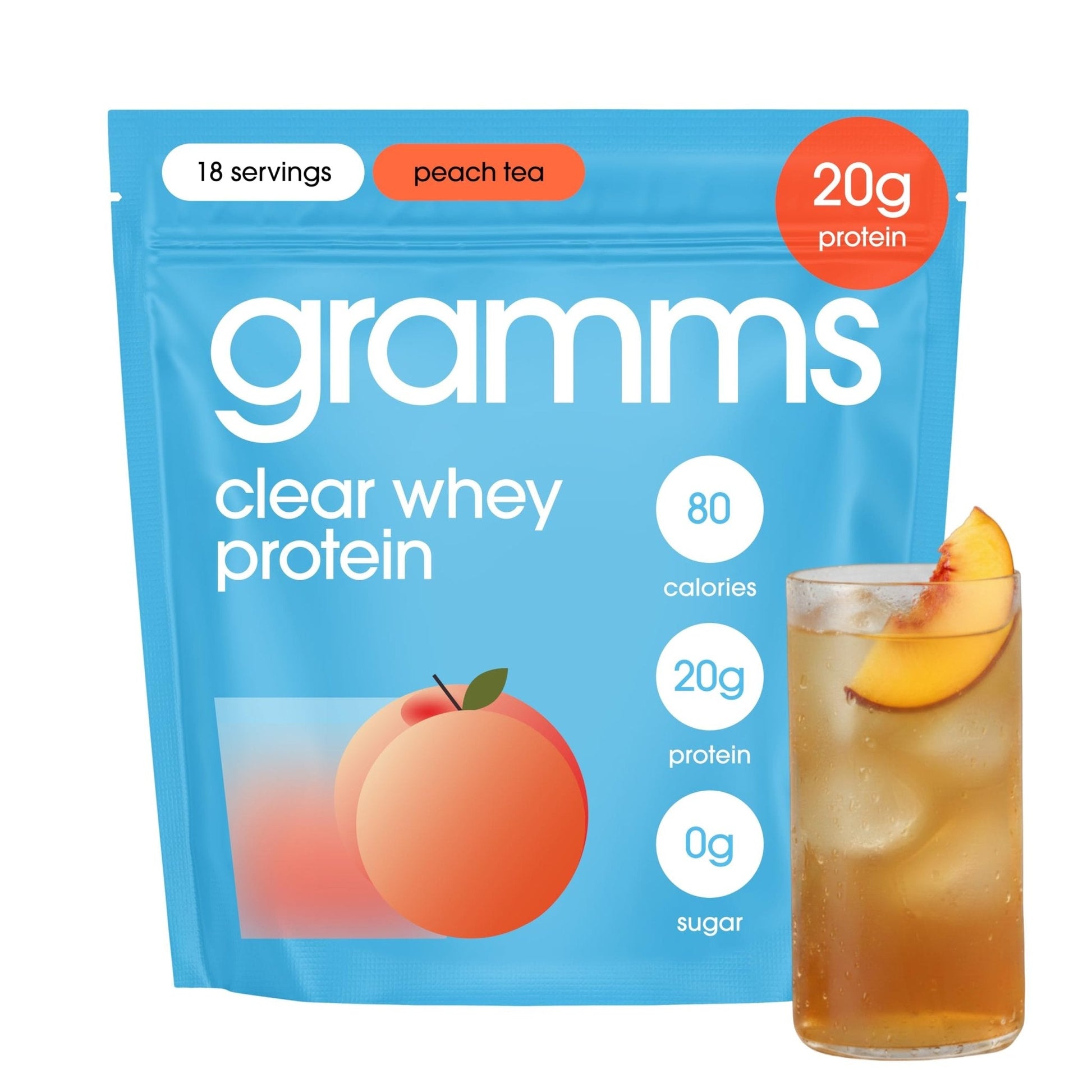 GRAMMS Clear Protein Powder Packets 20G Protein for Women & Men | Lactose Free, Grass-Fed Whey Isolate, Gluten Free, Zero Sugar, Gut Friendly, Non-Bloating - Maple Wellness Supplements