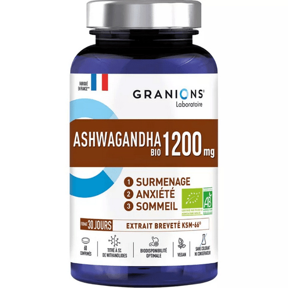 Granions Ashwagandha 1200mg Organic 60 Tablets - Maple Wellness Supplements