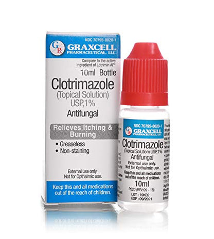 Graxcell Clotrimazole 1% Antifungal Topical Solution for Athlete's Foot, 0.33 Fluid Ounce - Maple Wellness Supplements