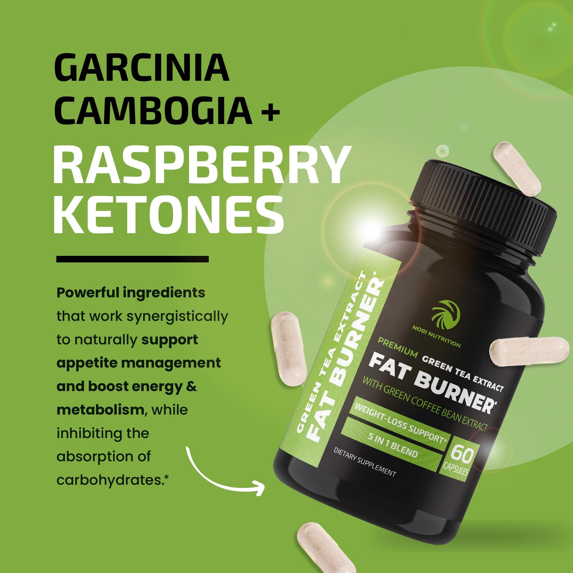 Green Tea Weight Loss Pills with Green Coffee Bean Extract | Belly Fat Burner, Metabolism - Maple Wellness Supplements