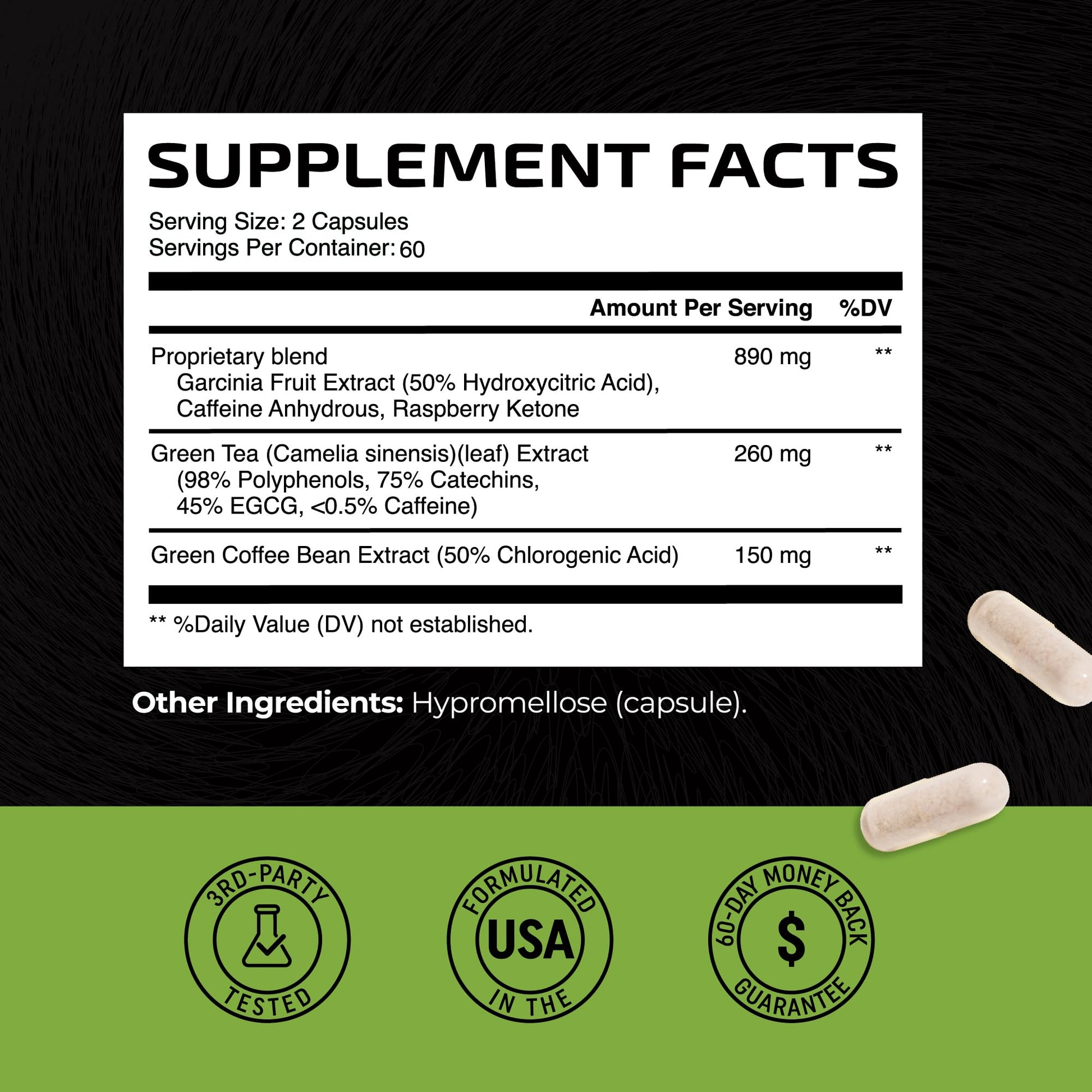 Green Tea Weight Loss Pills with Green Coffee Bean Extract | Belly Fat Burner, Metabolism - Maple Wellness Supplements