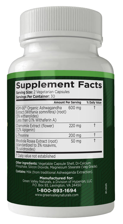 GREEN VALLEY NATURALS My Sleep Miracle Vegan Sleep Support Supplement | Melatonin-Free Formula | Ashwagandha, Chamomile & L-Theanine | Promotes Calm, Relaxation & Restful Sleep | 60 Capsules - Maple Wellness Supplements