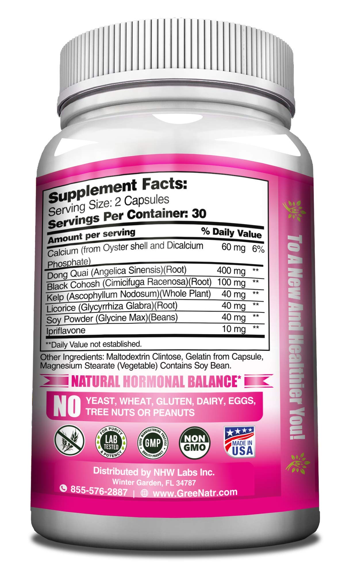 GreeNatr Menopause Supplements for Women - Perimenopause Supplements Women with Dong Quai & Black Cohosh for Menopause Hot Flashes - Menopause Support for Sleep Quality & Hormone Balance - 60 Caps - Maple Wellness Supplements