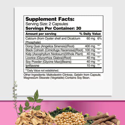 GreeNatr Menopause Supplements for Women - Perimenopause Supplements Women with Dong Quai & Black Cohosh for Menopause Hot Flashes - Menopause Support for Sleep Quality & Hormone Balance - 60 Caps - Maple Wellness Supplements