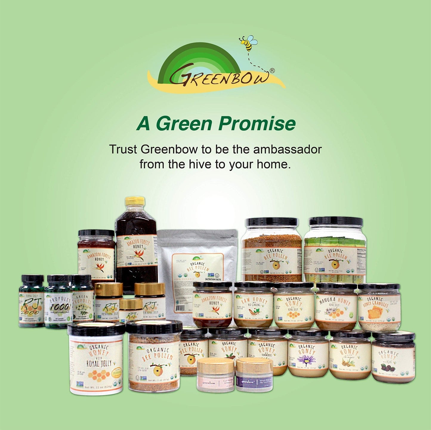 Greenbow Organic Bee Pollen - 100% USDA Certified Organic, Non-GMO, Halal, Kosher Certified, Pure & Natural Bee Pollen - Superfood Packed with Proteins - Maple Wellness Supplements
