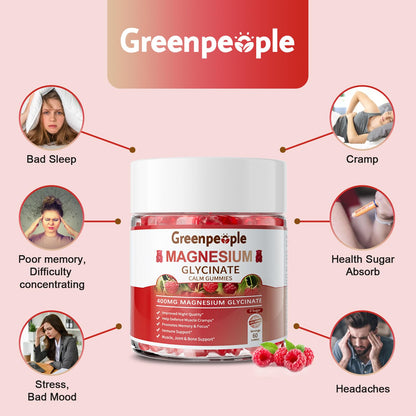 GREENPEOPLE Magnesium Glycinate Gummies 400mg - Sugar Free Magnesium Supplement with Magnesio Citrate, Vitamin D, and B6 for Calm Support & Sleep for Adults - Maple Wellness Supplements