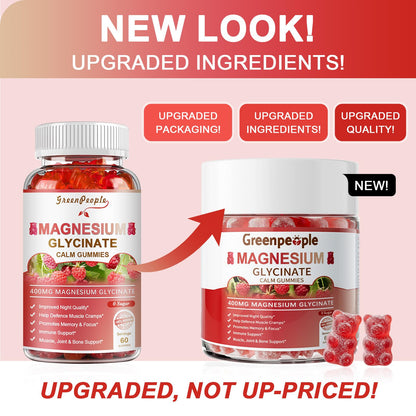 GREENPEOPLE Magnesium Glycinate Gummies 400mg - Sugar Free Magnesium Supplement with Magnesio Citrate, Vitamin D, and B6 for Calm Support & Sleep for Adults - Maple Wellness Supplements