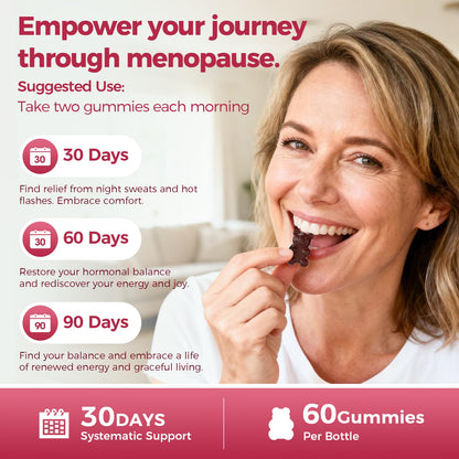 GREENPEOPLE Menopause Supplements for Women Gummies - 16-in-1 Dual Action Menopause Relief W/Black Cohosh, Vitex, Beef Organs for Hormone Balance, Hot Flashes, Night Sweats & Mood, Sugar-Free 60 CT - Maple Wellness Supplements
