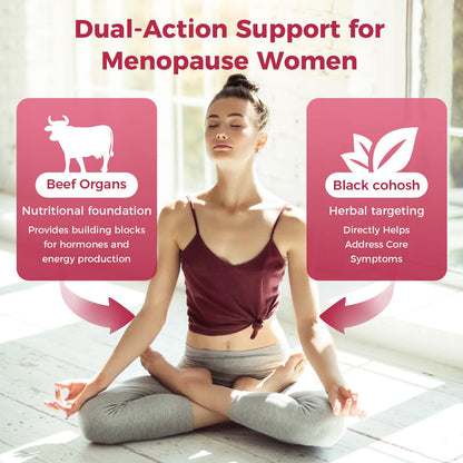GREENPEOPLE Menopause Supplements for Women Gummies - 16-in-1 Dual Action Menopause Relief W/Black Cohosh, Vitex, Beef Organs for Hormone Balance, Hot Flashes, Night Sweats & Mood, Sugar-Free 60 CT - Maple Wellness Supplements