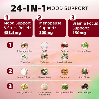 GREENPEOPLE Saffron Extract Supplements Drop - 24-in-1 88.5mg Saffron Extract with Ashwagandha,Black Cohosh & Lion's Mane for Mood&Focus,Stress Relief,Cortisol Reducer,Menopause – Vegan 2FL OZ - Maple Wellness Supplements