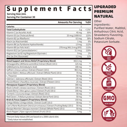 GREENPEOPLE Saffron Extract Supplements Drop - 24-in-1 88.5mg Saffron Extract with Ashwagandha,Black Cohosh & Lion's Mane for Mood&Focus,Stress Relief,Cortisol Reducer,Menopause – Vegan 2FL OZ - Maple Wellness Supplements