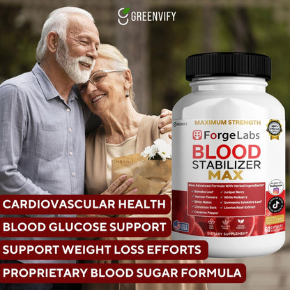 GREENVIFY ForgeLabs Blood Stabilizer Max, Maximum Strength Dietary Supplement, 60 Veggie Capsules, with Banaba Leaf, Juniper Berry, White Mulberry. (1) - Maple Wellness Supplements