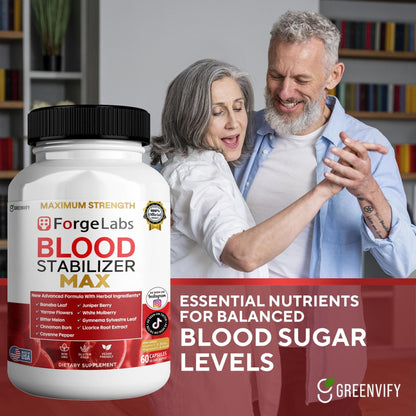 GREENVIFY ForgeLabs Blood Stabilizer Max, Maximum Strength Dietary Supplement, 60 Veggie Capsules, with Banaba Leaf, Juniper Berry, White Mulberry. (1) - Maple Wellness Supplements