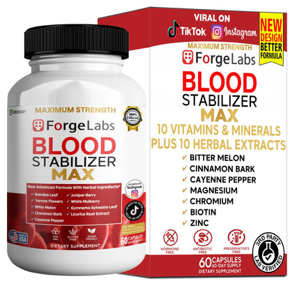 GREENVIFY ForgeLabs Blood Stabilizer Max, Maximum Strength Dietary Supplement, 60 Veggie Capsules, with Banaba Leaf, Juniper Berry, White Mulberry. (1) - Maple Wellness Supplements