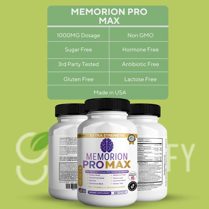 GREENVIFY Memorion Pro Max Extra Strength Brain Support Supplement, 60 Capsules, with DHA, Vitamins, Herbal Blend, 30-Day Supply (1) - Maple Wellness Supplements
