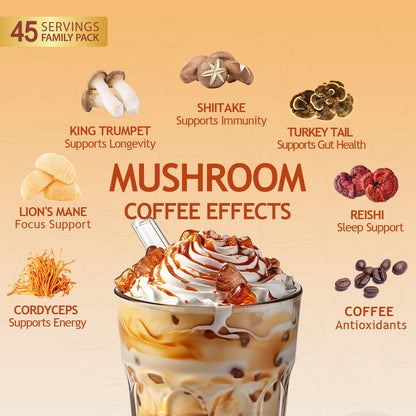 GRGTP Mushroom Coffee - Superfood Blend with 6 Adaptogens (Cordyceps, Lion's Mane, Reishi Other) | Jitter-Free Energy, Enhanced Focus, Digestion & Immunity Support | - Maple Wellness Supplements